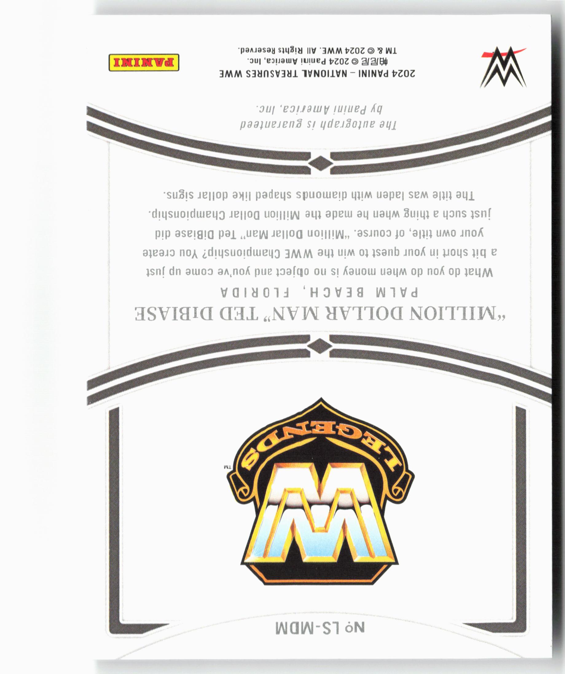 2024 Panini National Treasures WWE #LS-MDM Ted DiBiase Legendary Signatures #/99