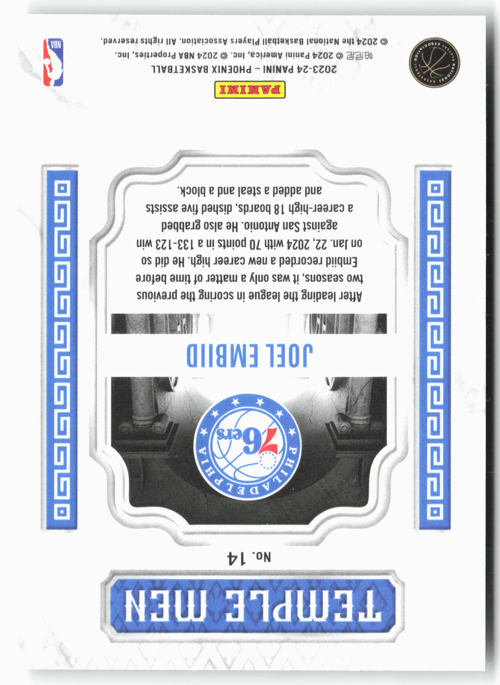 2023-24 Panini Phoenix #14 Joel Embiid Temple Men