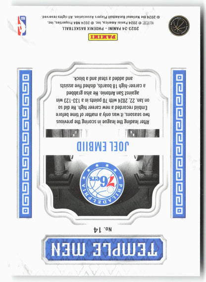2023-24 Panini Phoenix #14 Joel Embiid Temple Men