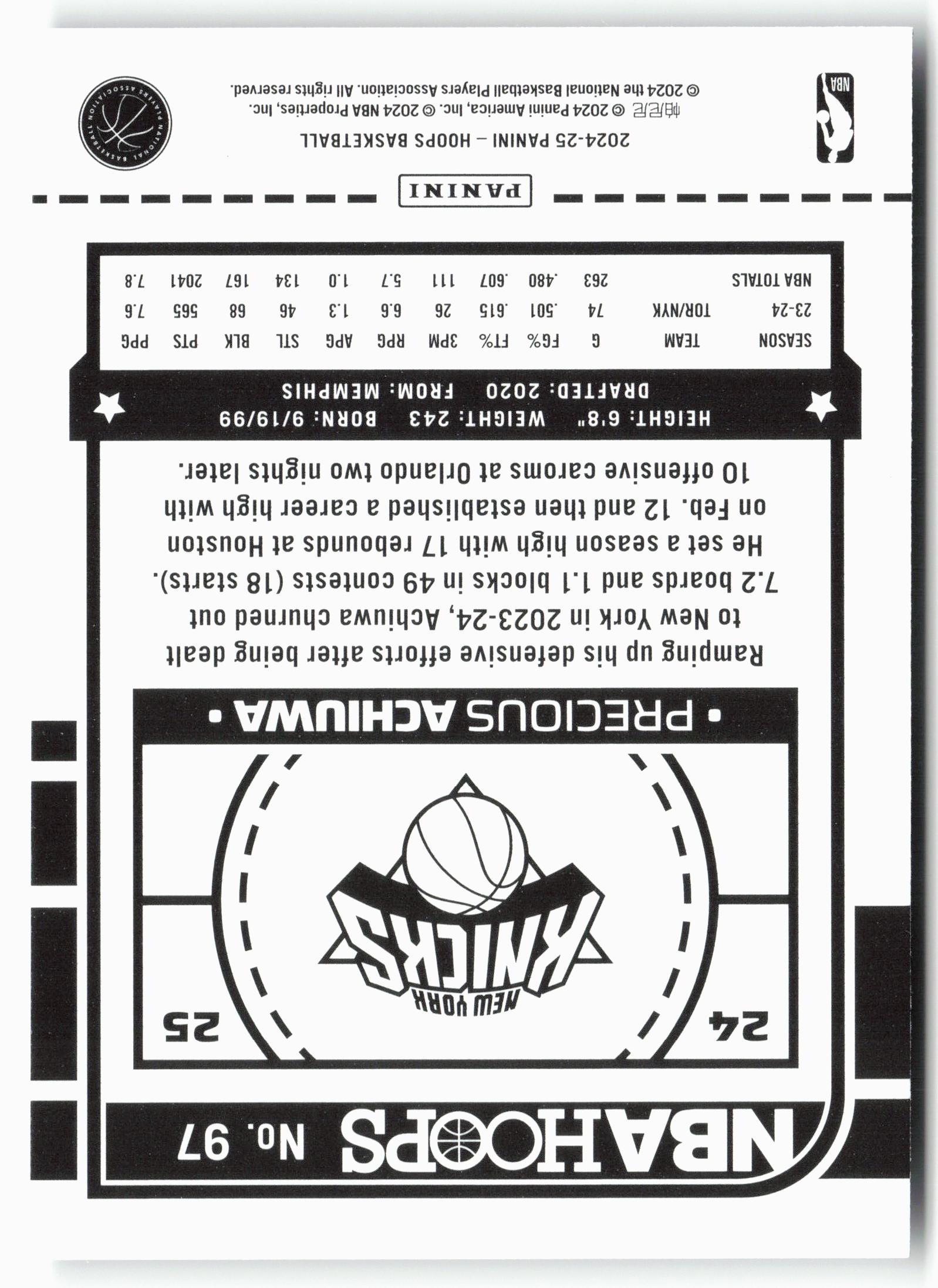 2024-25 Hoops #97 Precious Achiuwa