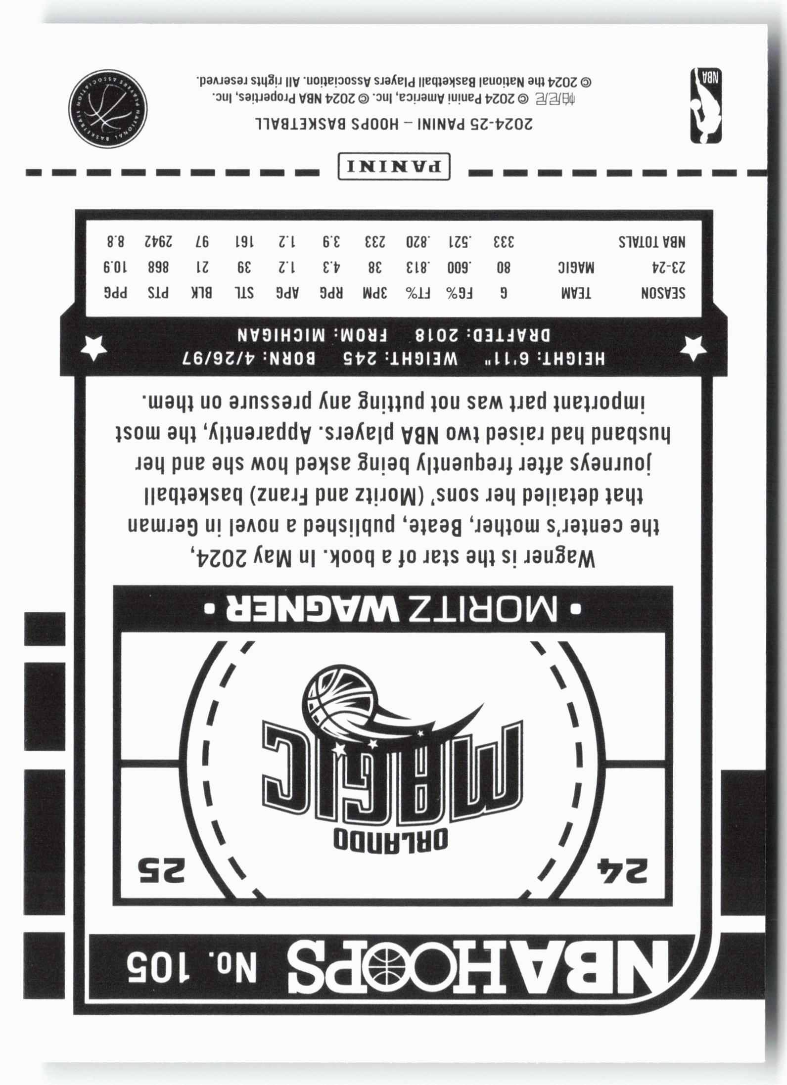 2024-25 Hoops #105 Moritz Wagner