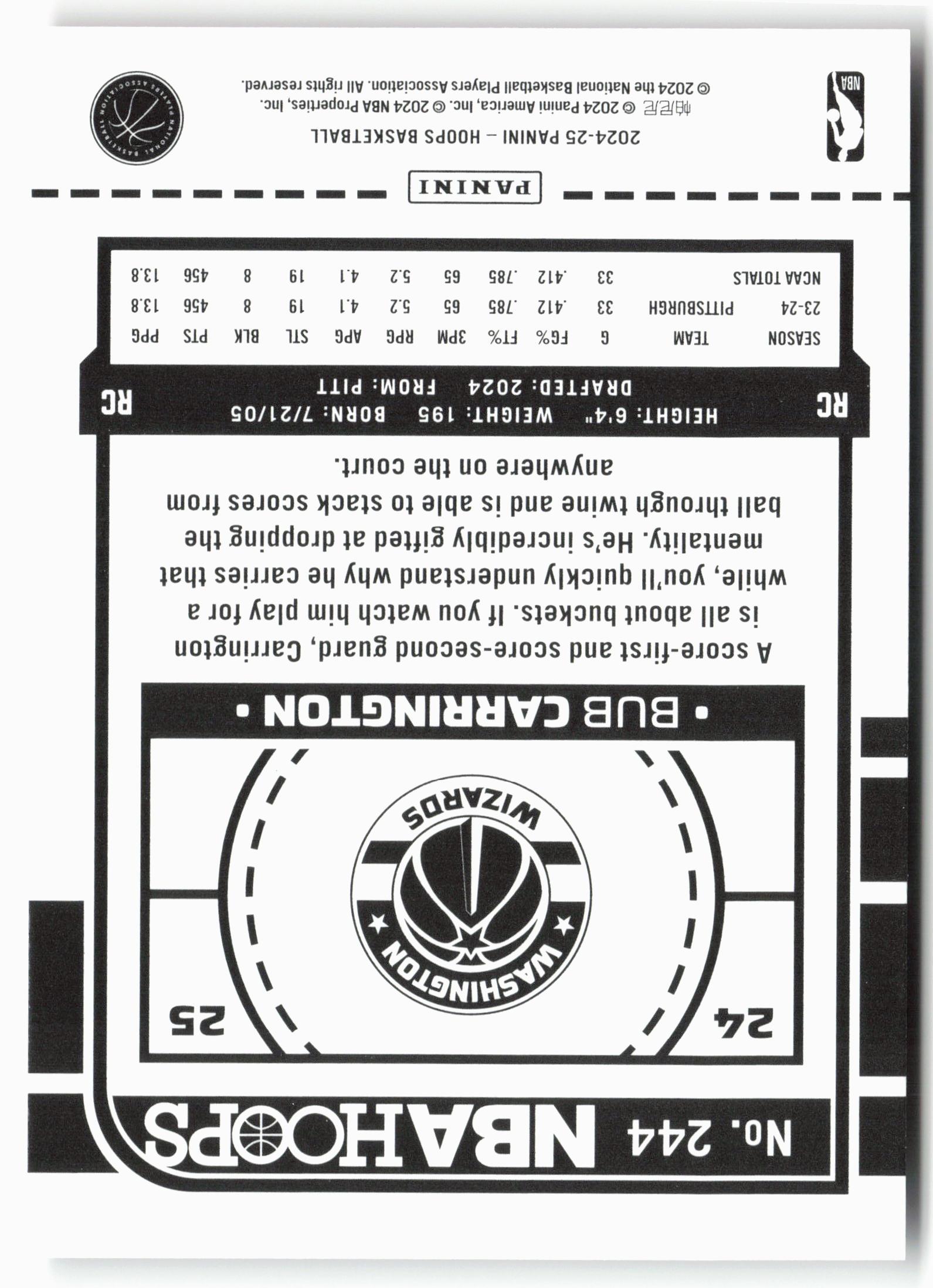 2024-25 Hoops #244 Bub Carrington