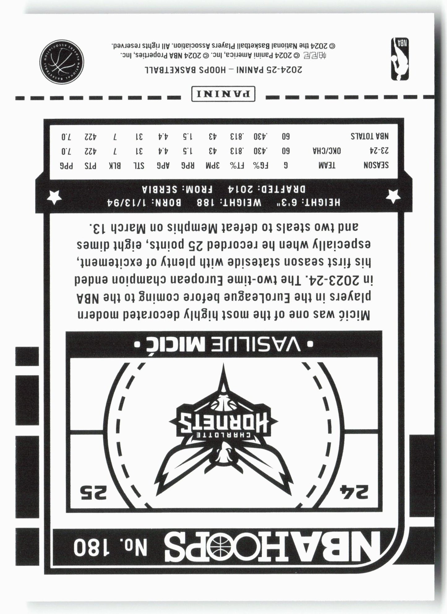 2024-25 Hoops #180 Vasilije Micic