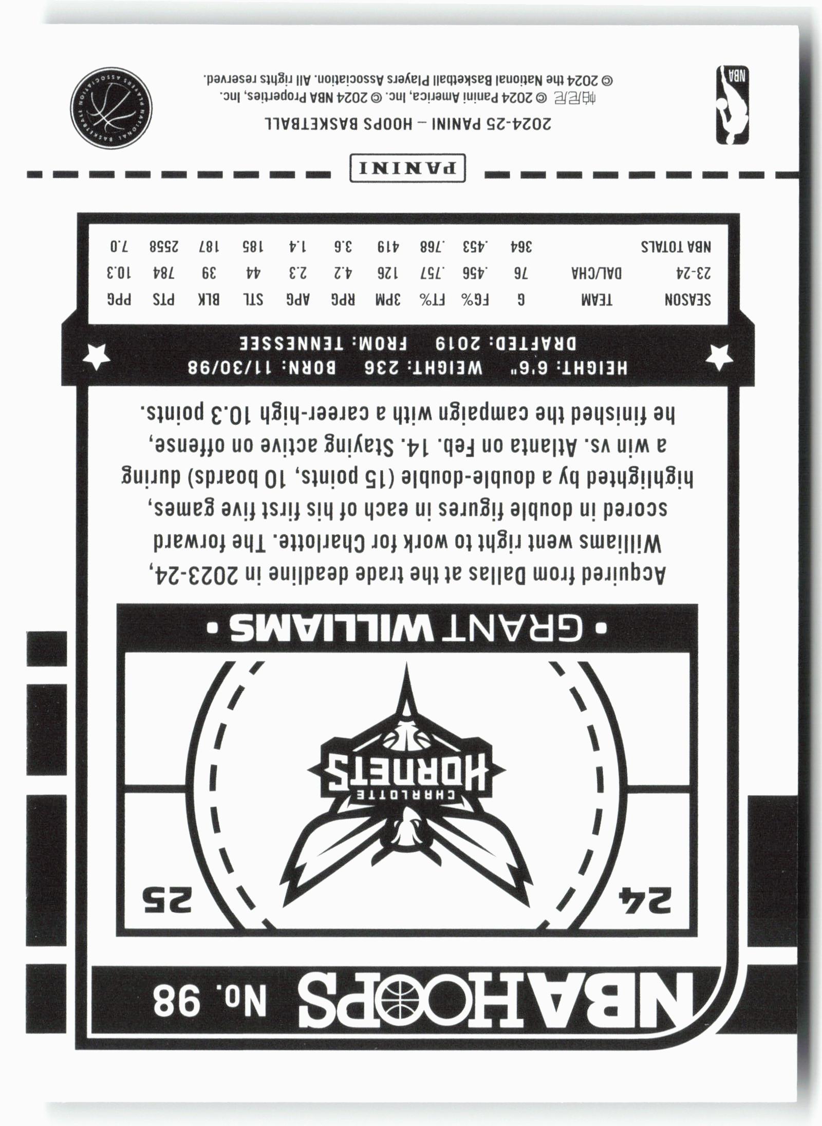 2024-25 Hoops #98 Grant Williams