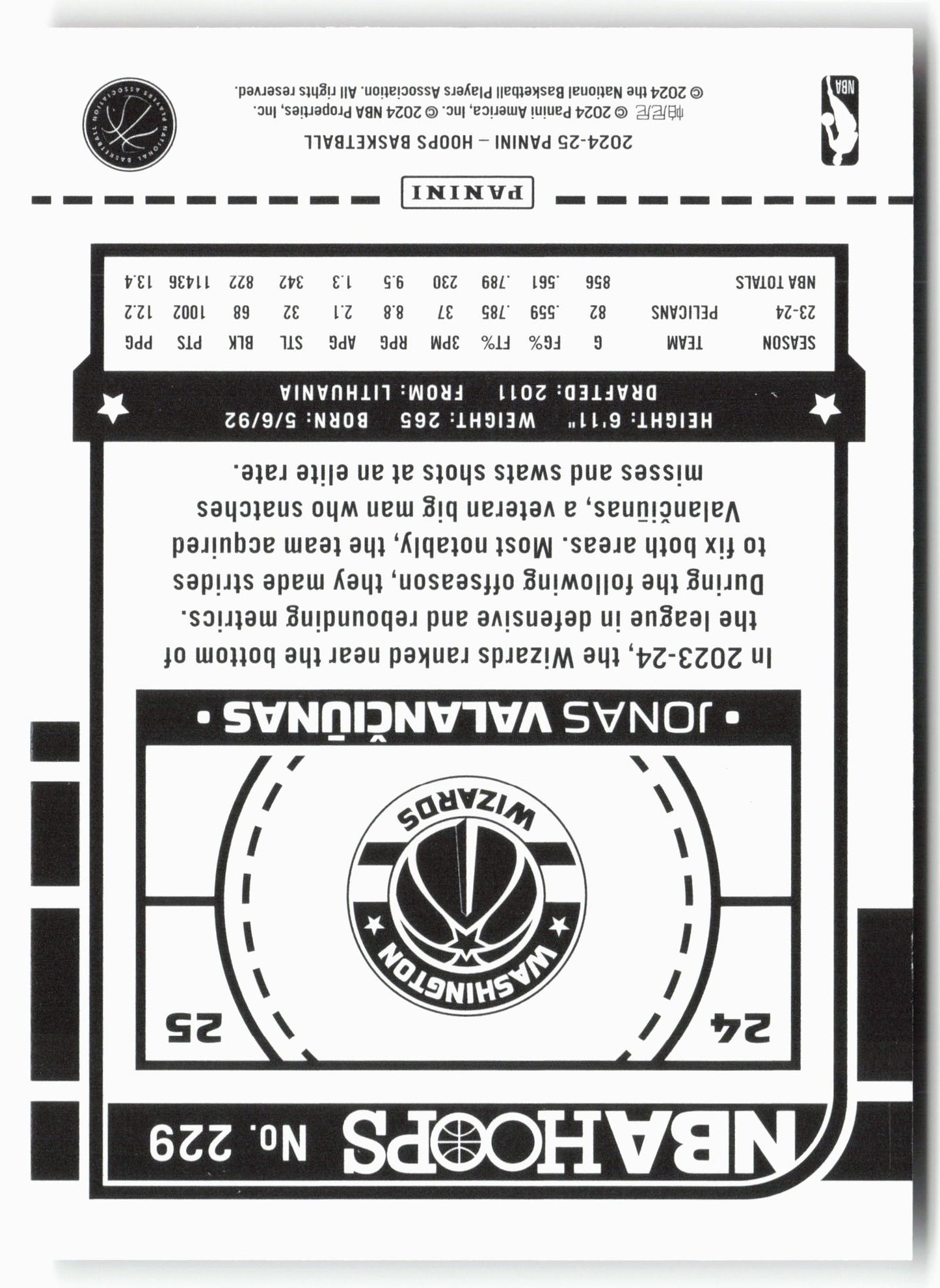 2024-25 Hoops #229 Jonas Valanciunas