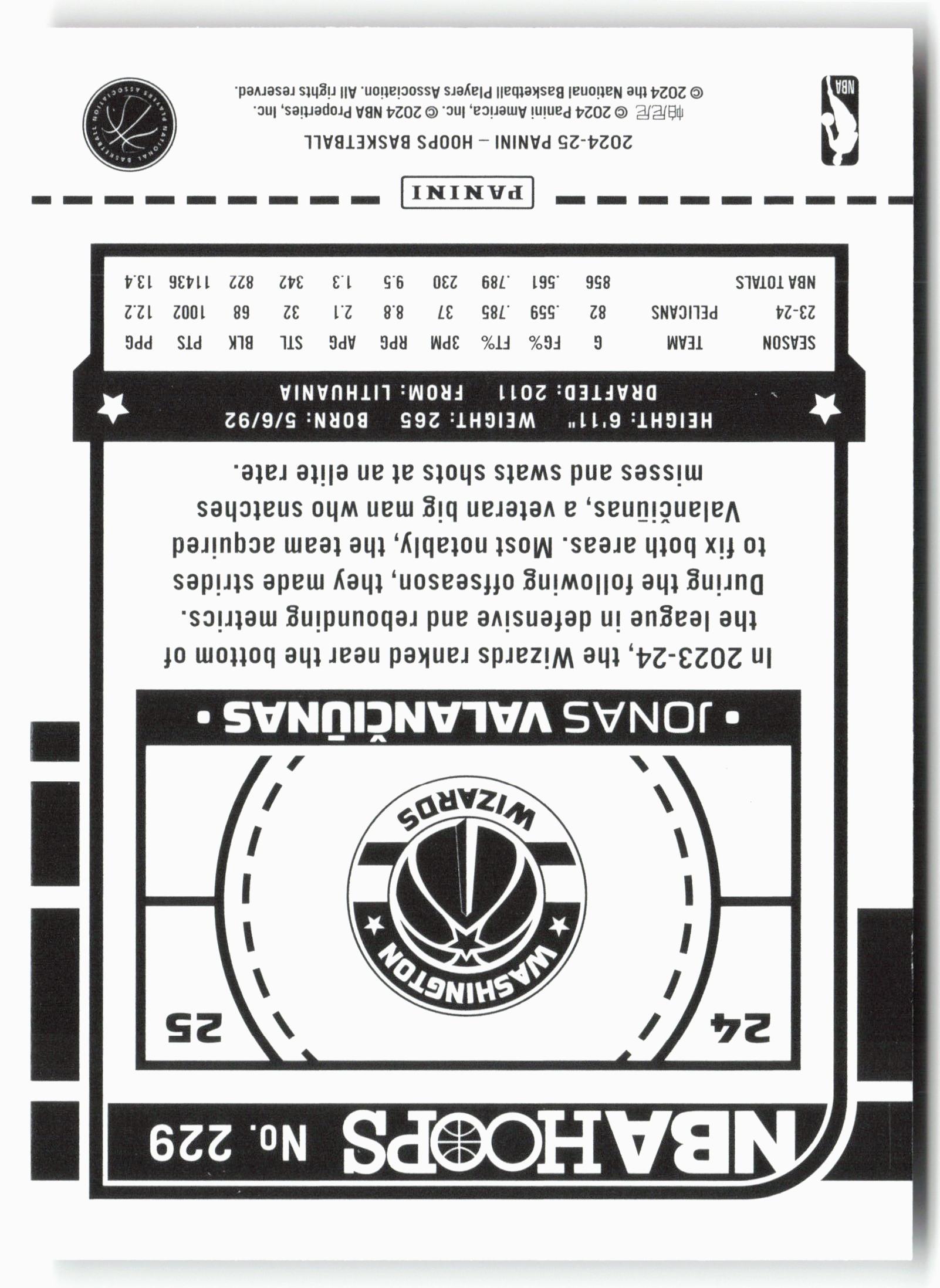 2024-25 Hoops #229 Jonas Valanciunas