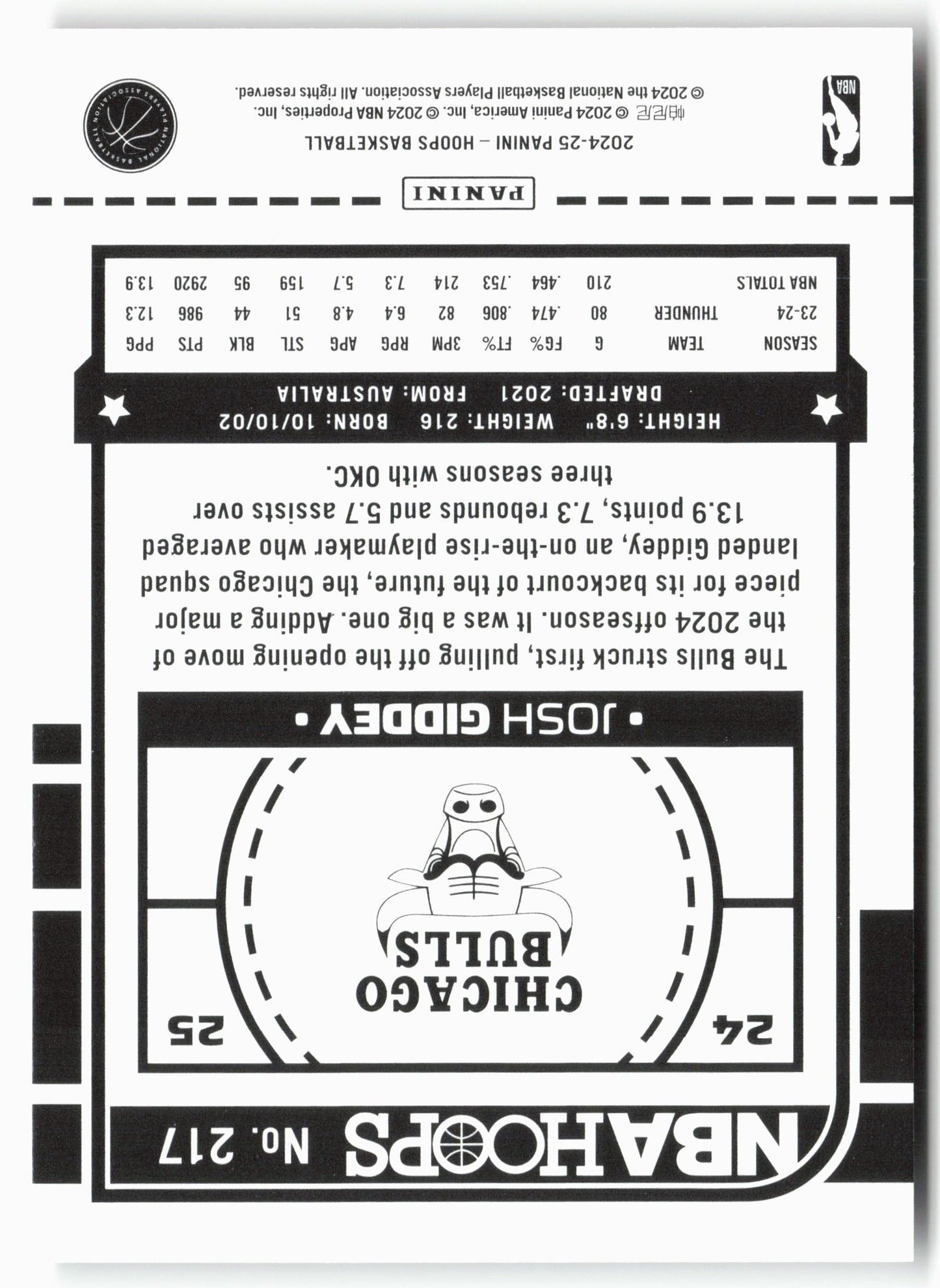 2024-25 Hoops #217 Josh Giddey