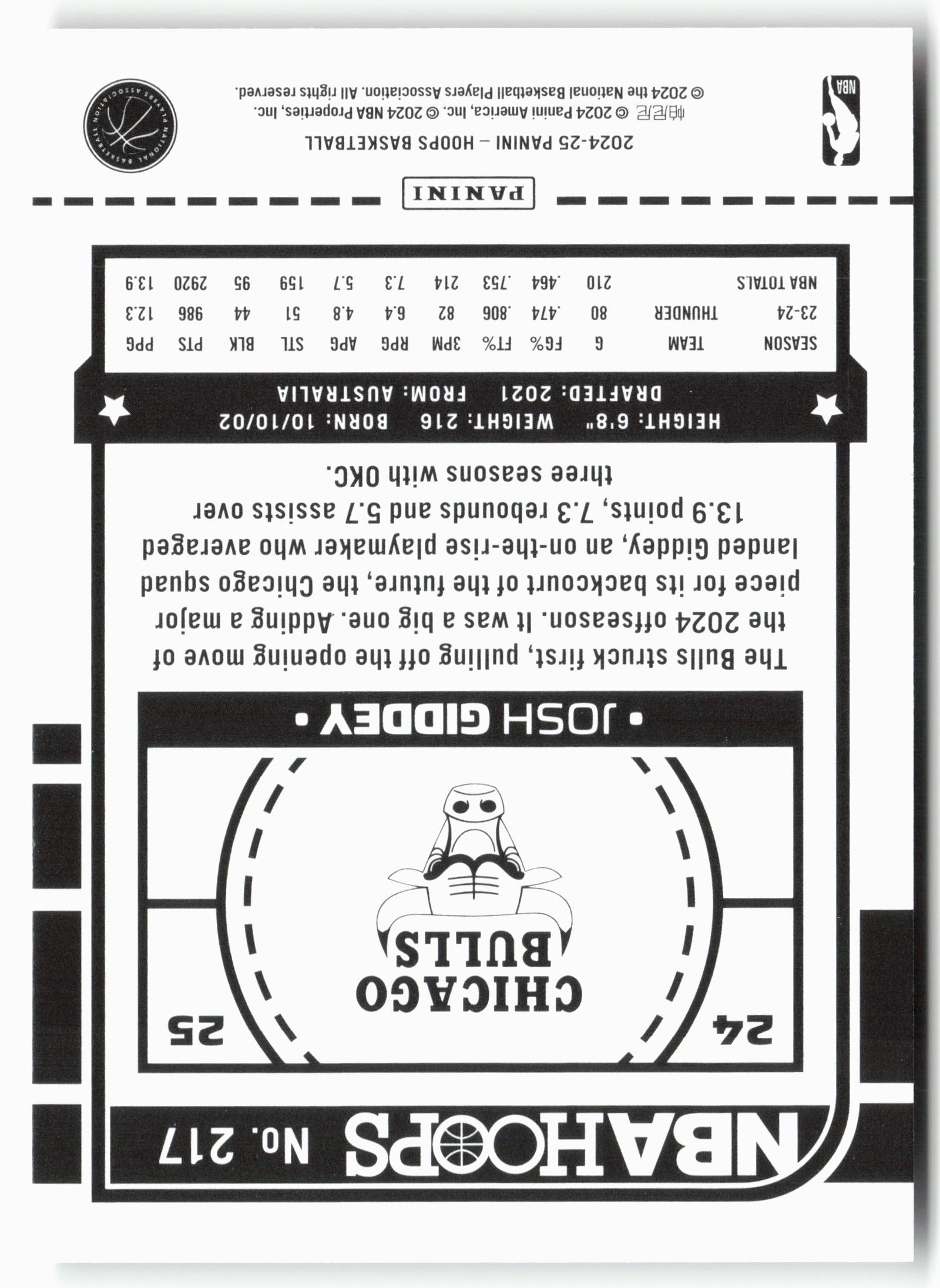 2024-25 Hoops #217 Josh Giddey