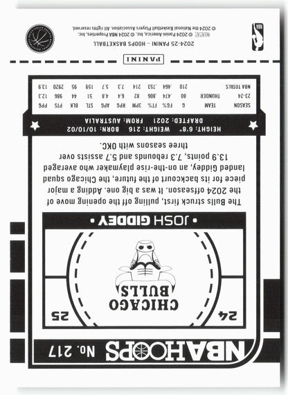 2024-25 Hoops #217 Josh Giddey