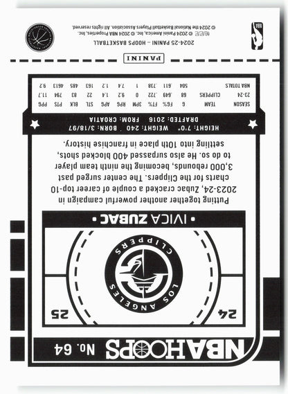 2024-25 Hoops #64 Ivica Zubac