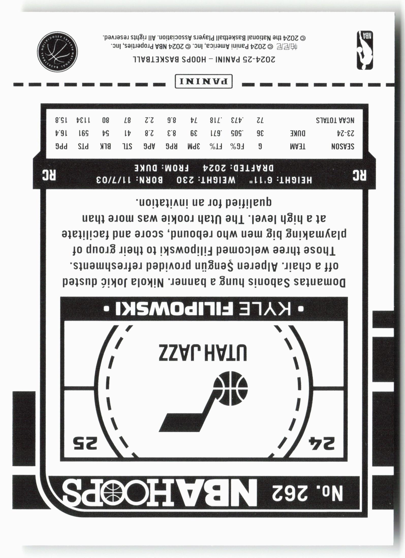 2024-25 Hoops #262 Kyle Filipowski