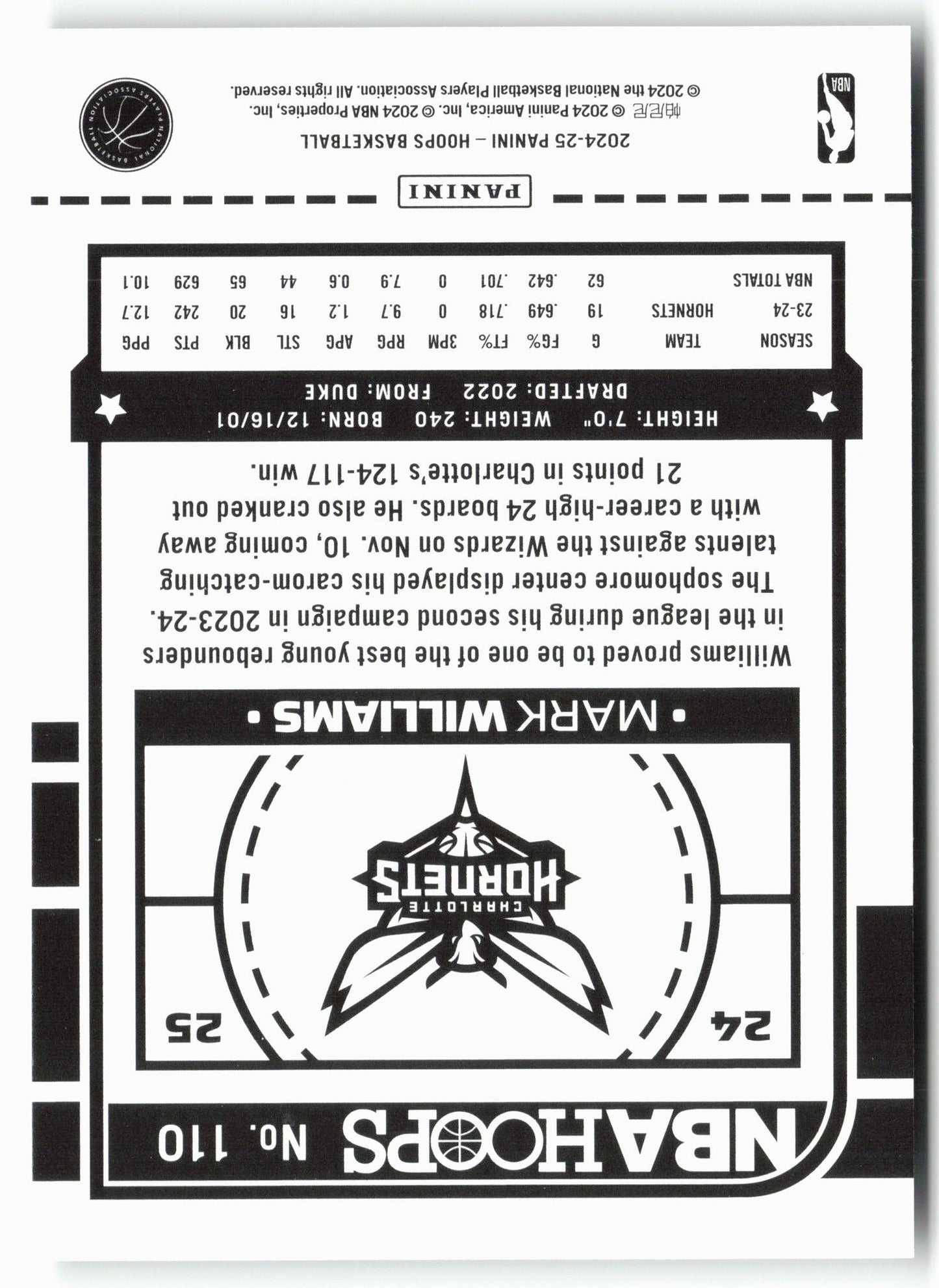 2024-25 Hoops #110 Mark Williams