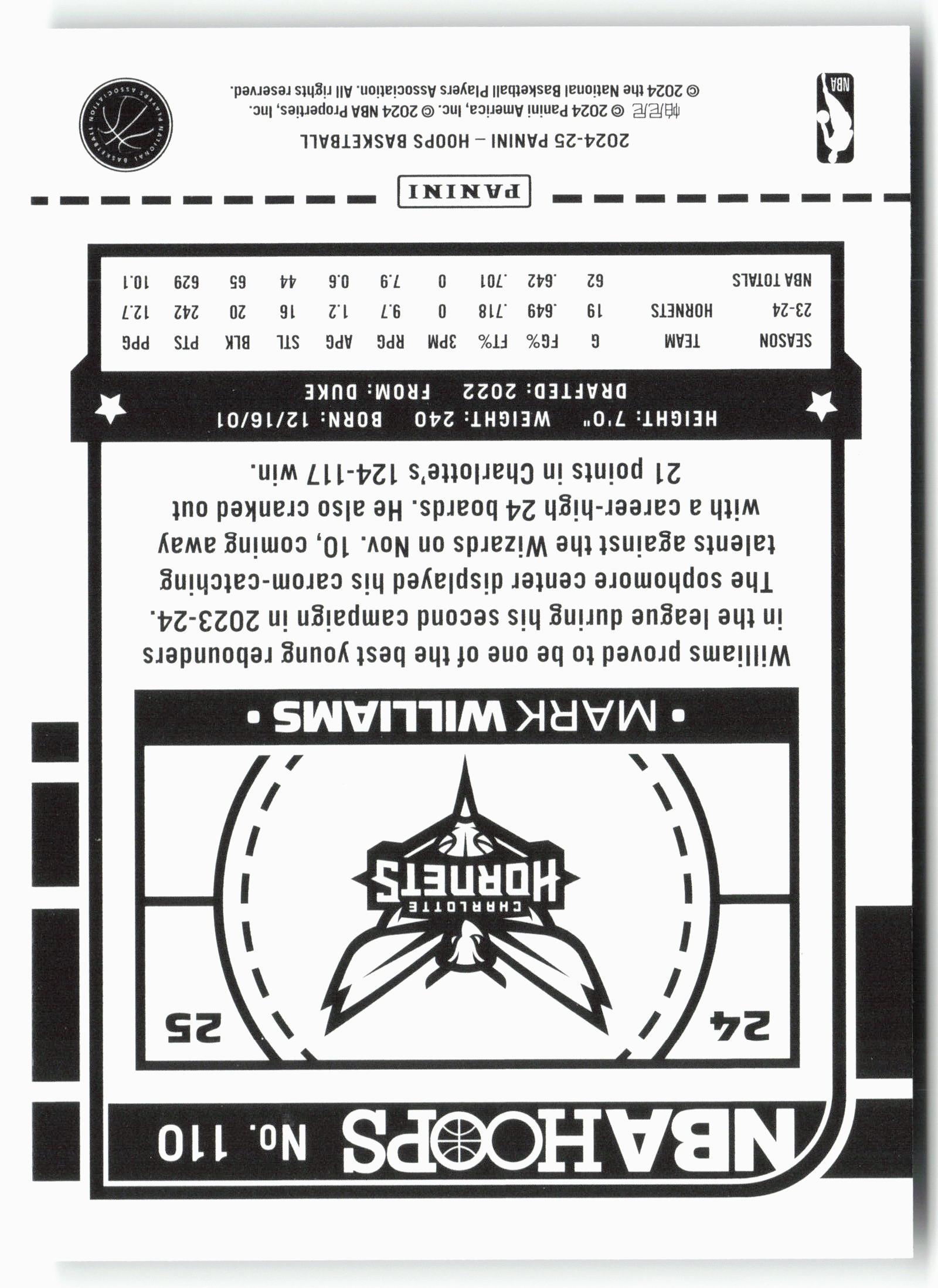 2024-25 Hoops #110 Mark Williams