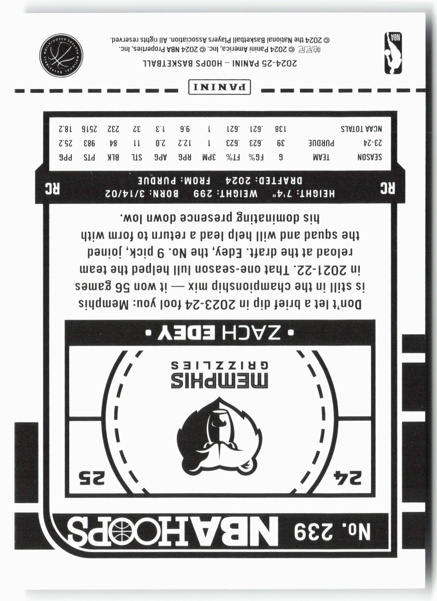 2024-25 Hoops #239 Zach Edey