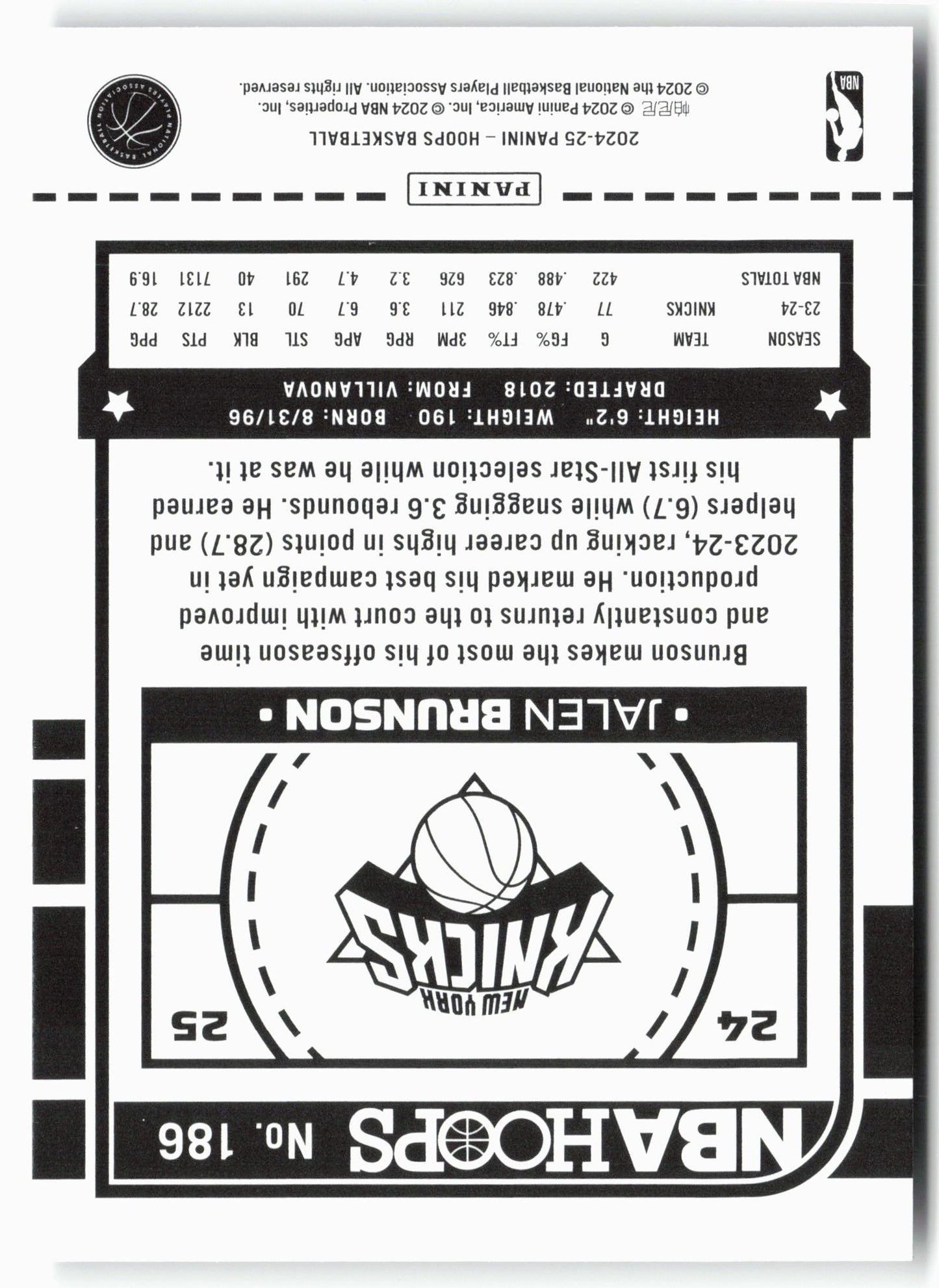 2024-25 Hoops #186 Jalen Brunson