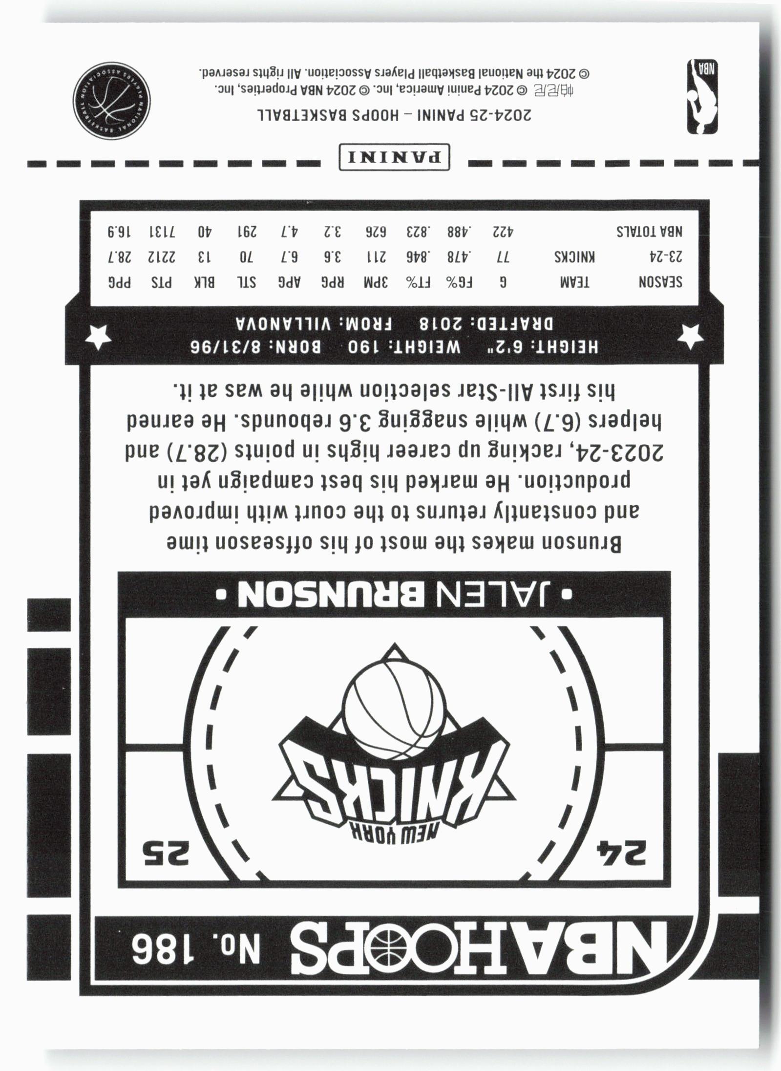 2024-25 Hoops #186 Jalen Brunson