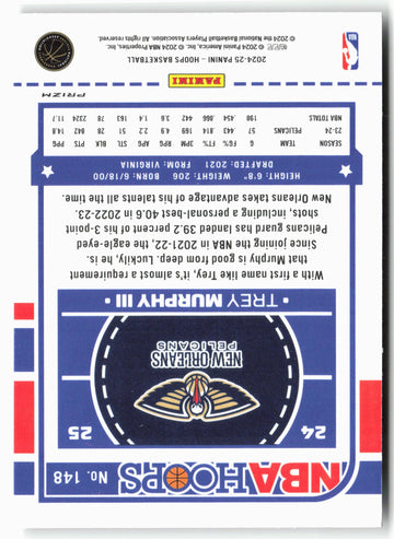 
2024-25 Hoops #148 Trey Murphy III Premium Prizms Silver
