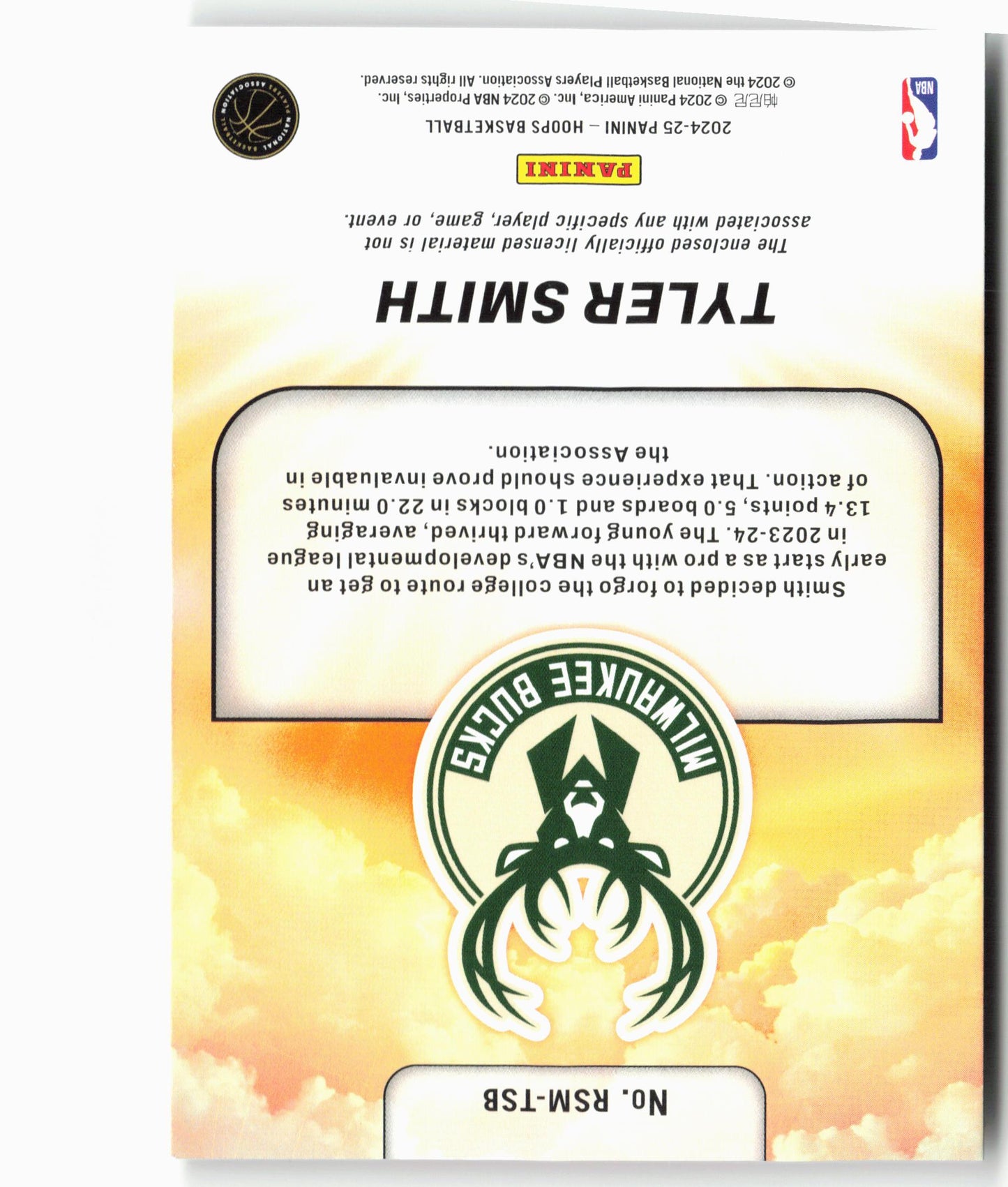 2024-25 Hoops #RSM-TSB Tyler Smith Rise N Shine Memorabilia