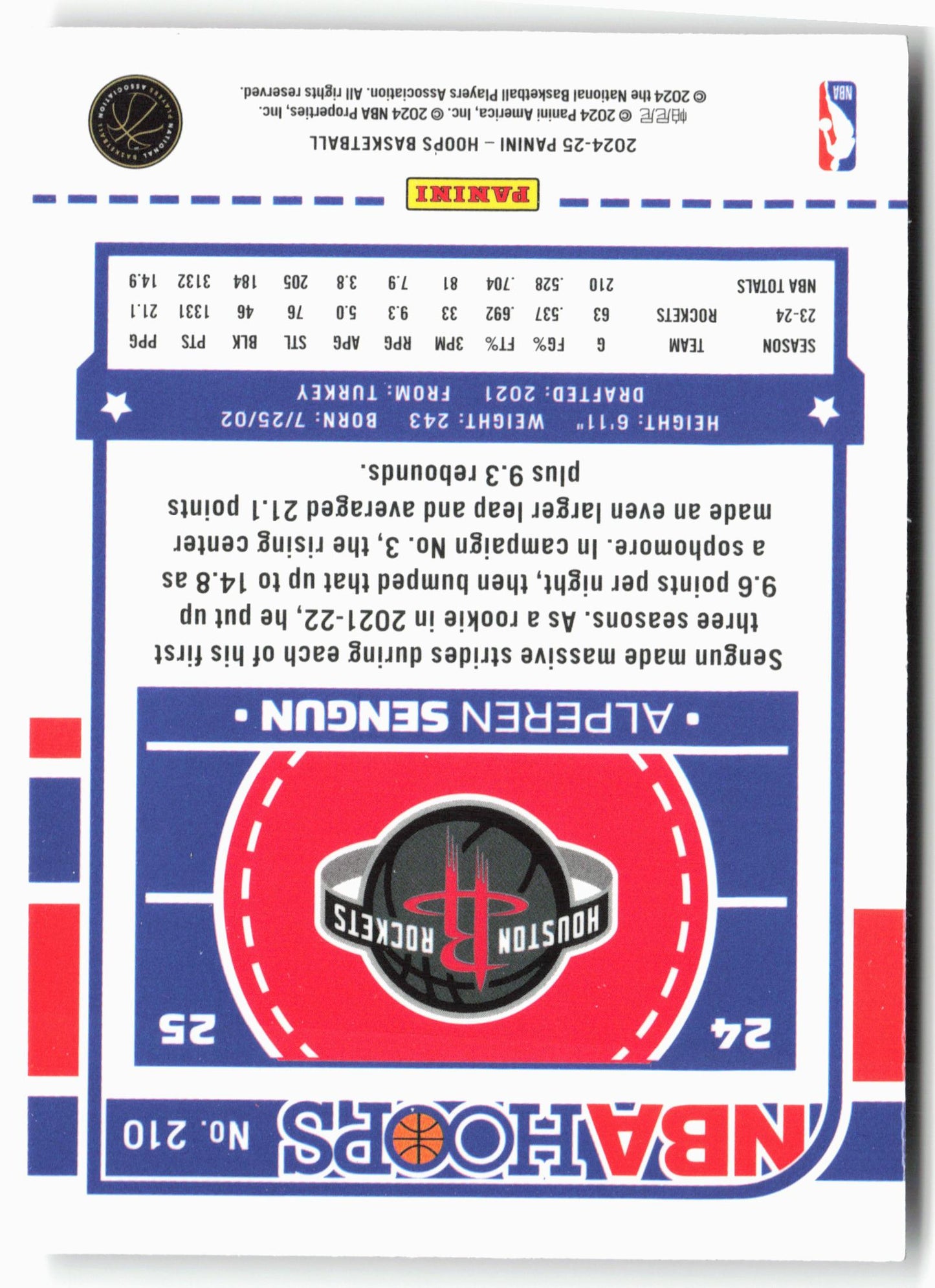 2024-25 Hoops #210 Alperen Sengun Premium