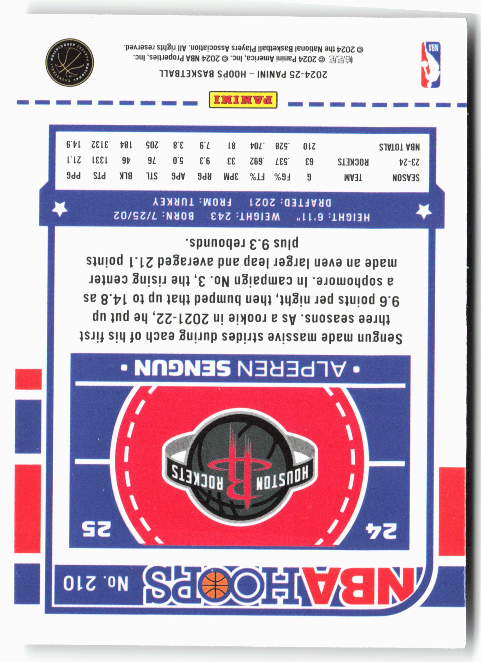2024-25 Hoops #210 Alperen Sengun Premium