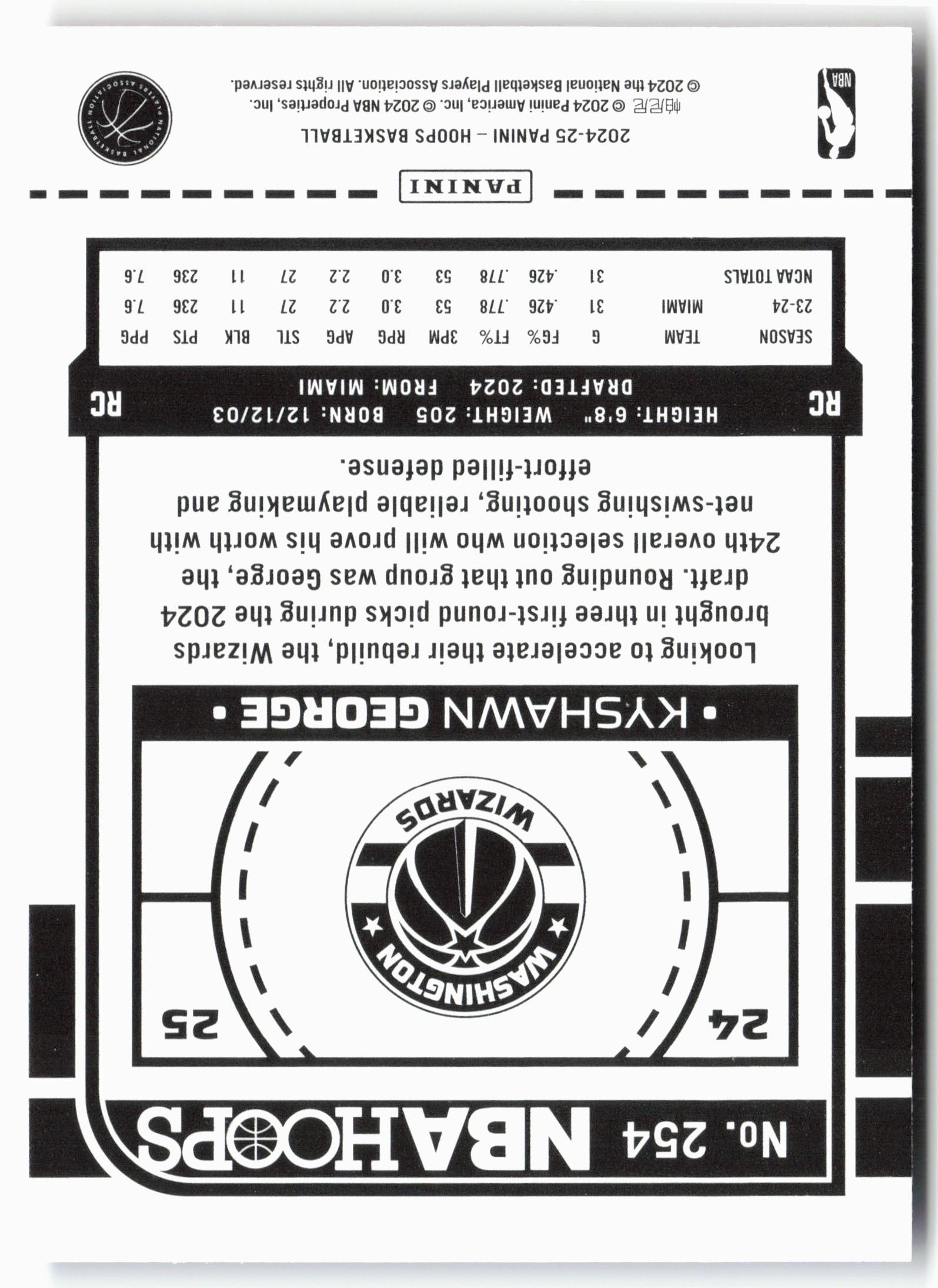 2024-25 Hoops #254 Kyshawn George Blue