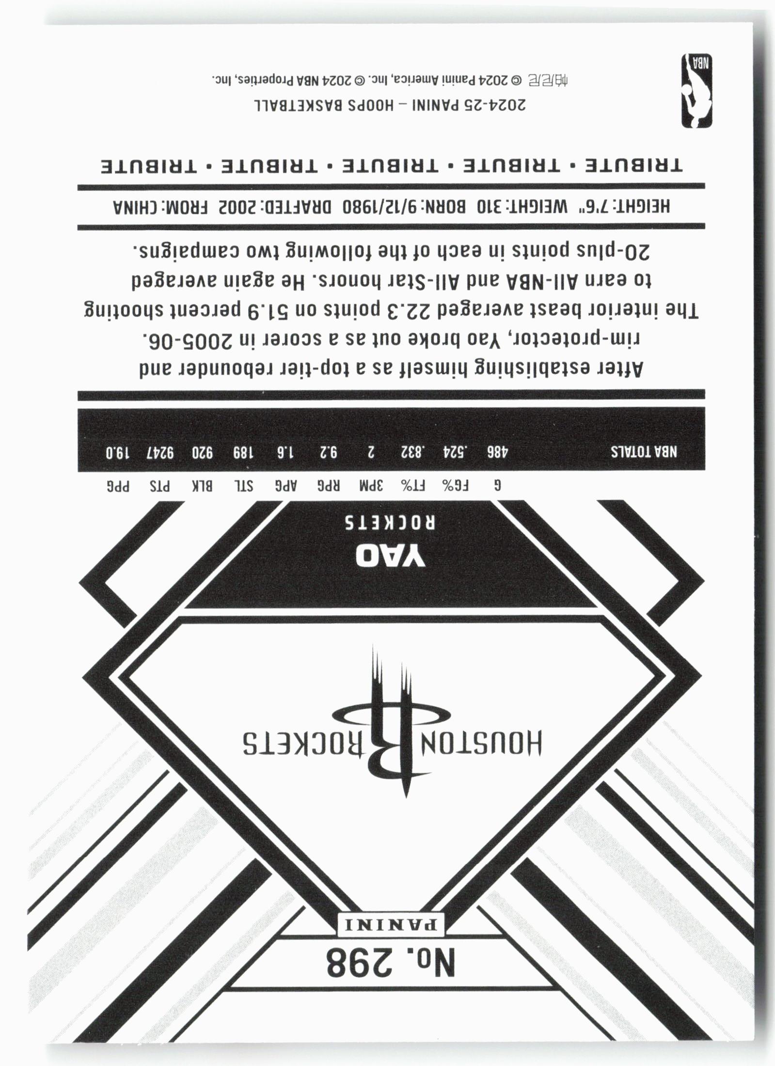 2024-25 Hoops #298 Yao Ming