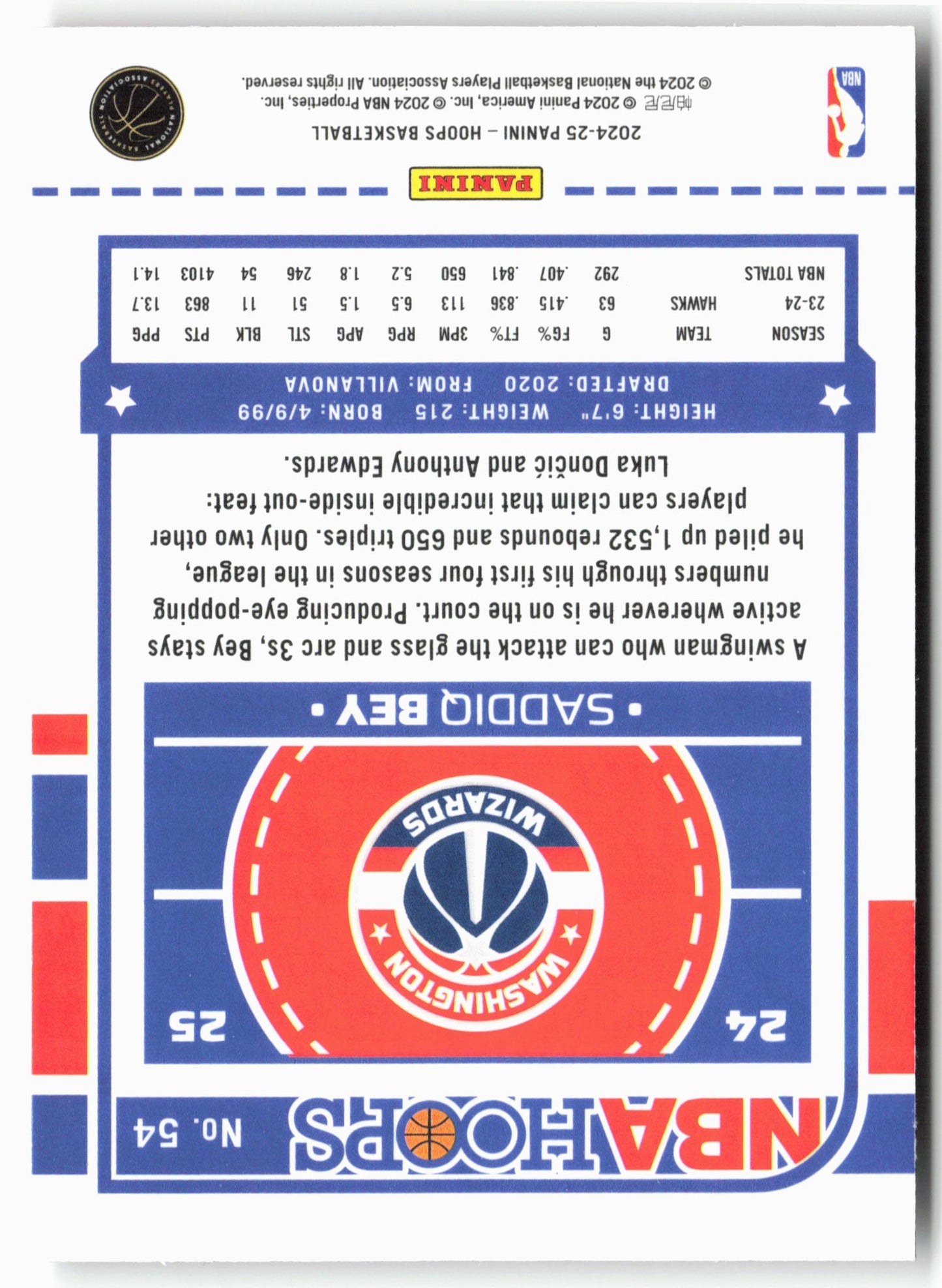 2024-25 Hoops #54 Saddiq Bey Premium