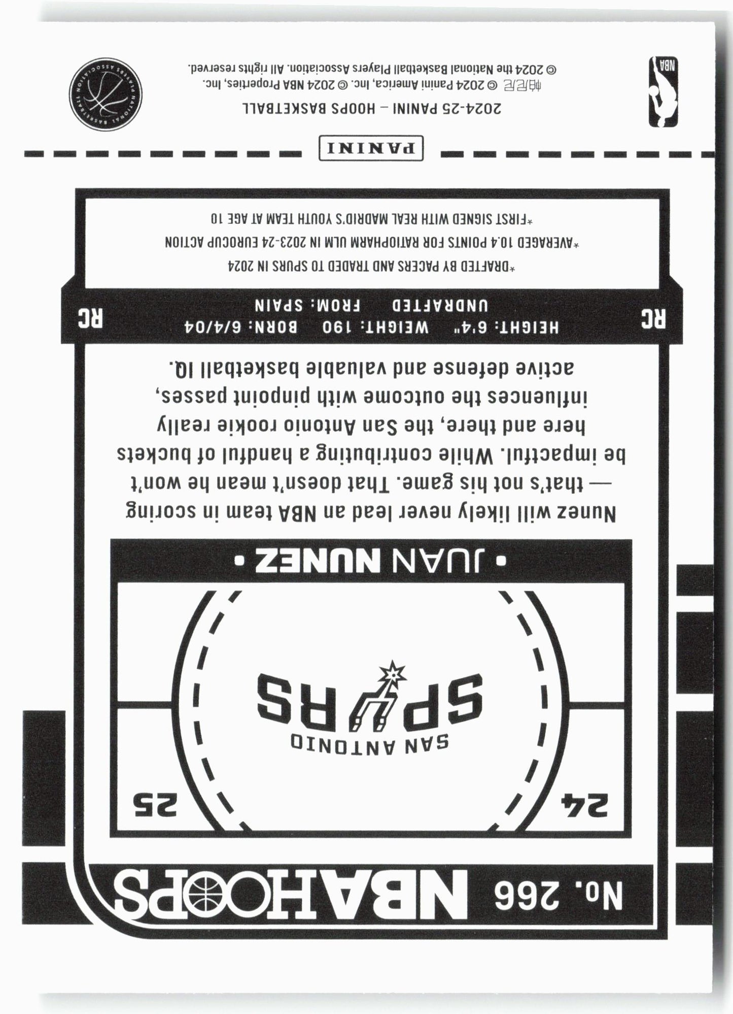 2024-25 Hoops #266 Juan Núñez