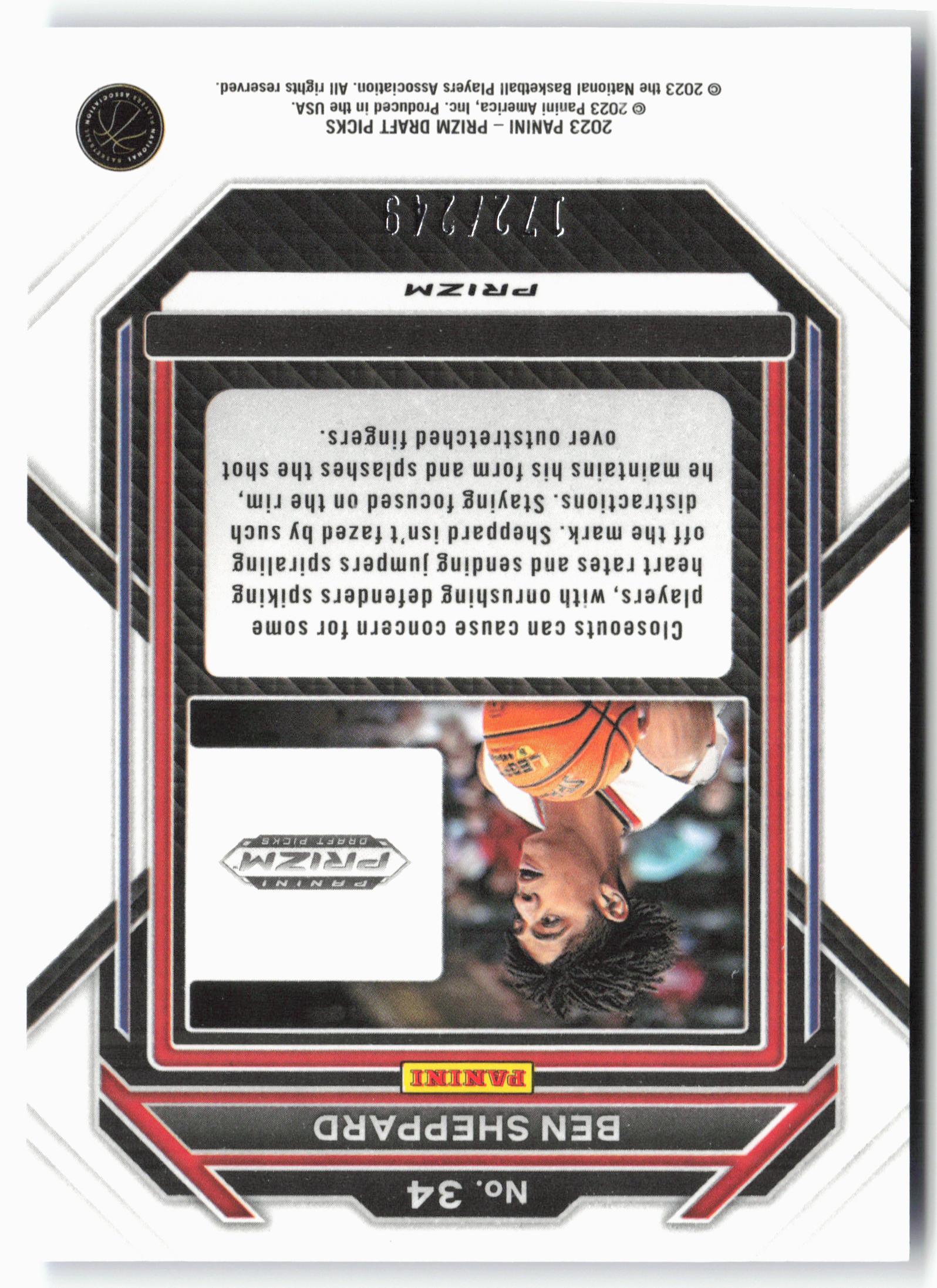 2023 Panini Prizm Draft Picks #34 Ben Sheppard Blue Wave #/249