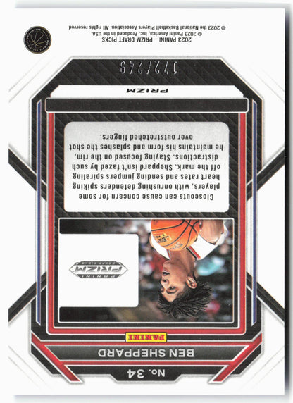 2023 Panini Prizm Draft Picks #34 Ben Sheppard Blue Wave #/249