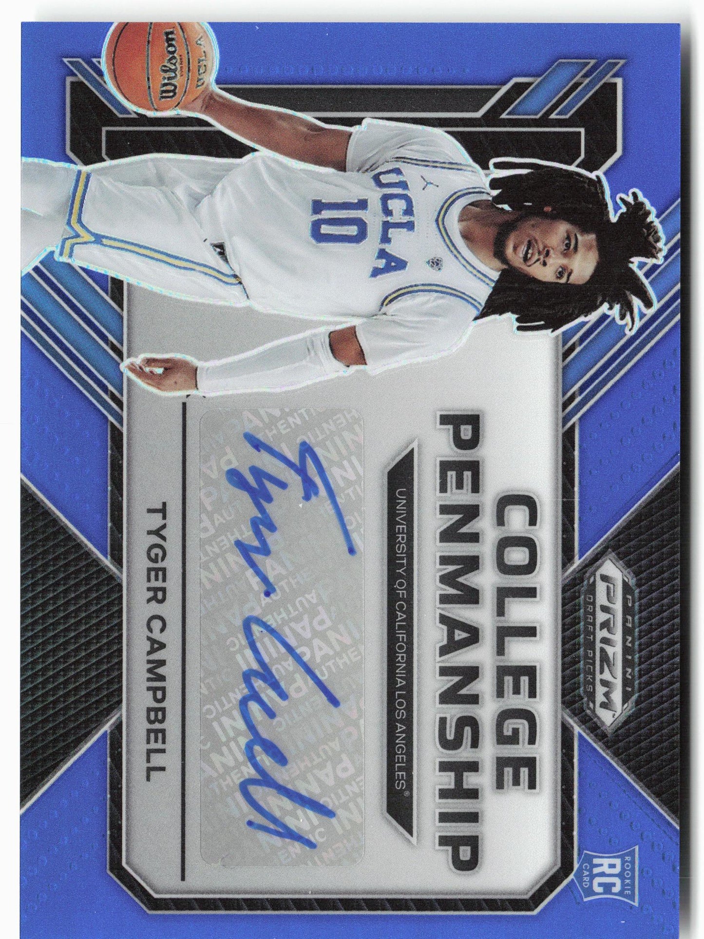 2023 Panini Prizm Draft #CP-TCB Tyger Campbell College Penmanship Blue #/125