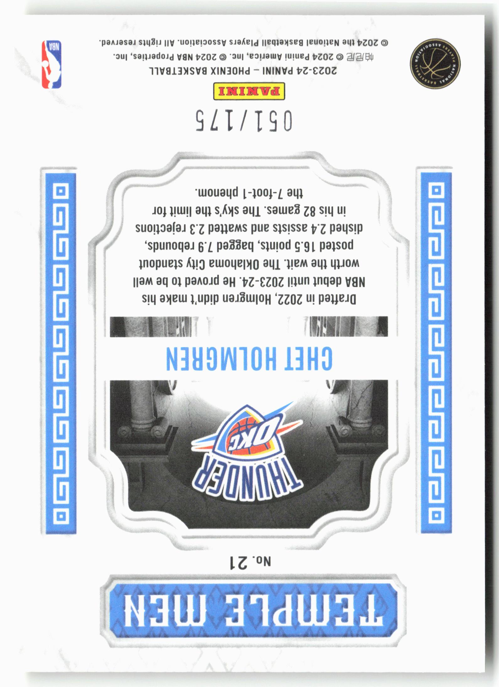 2023-24 Panini Phoenix #21 Chet Holmgren Temple Men Phoenix Yellow Ice #/175