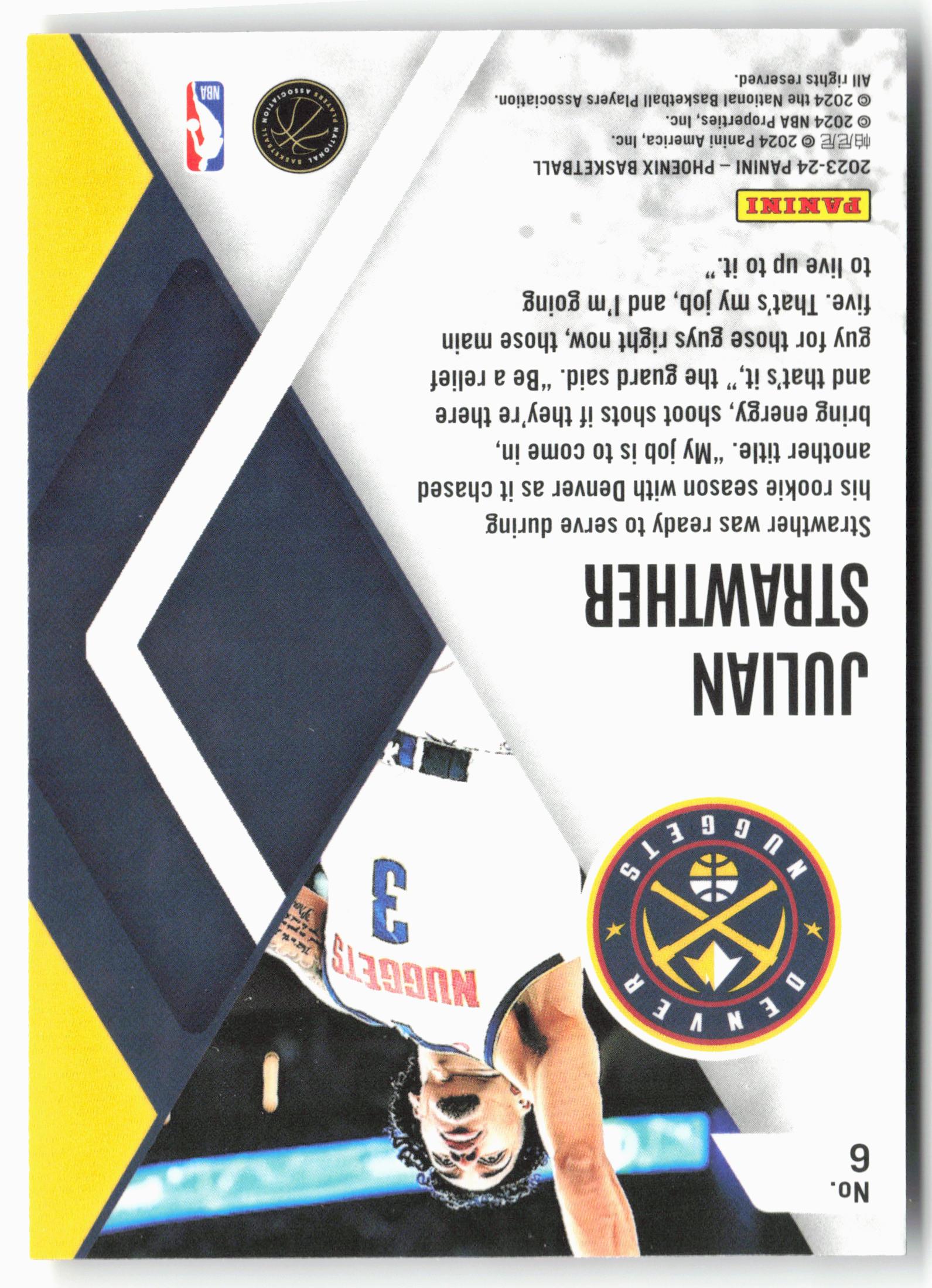 2023-24 Panini Phoenix #6 Julian Strawther Instant Phenom