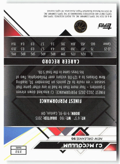 2023-24 Finest #232 CJ McCollum Checkerboard Refractors