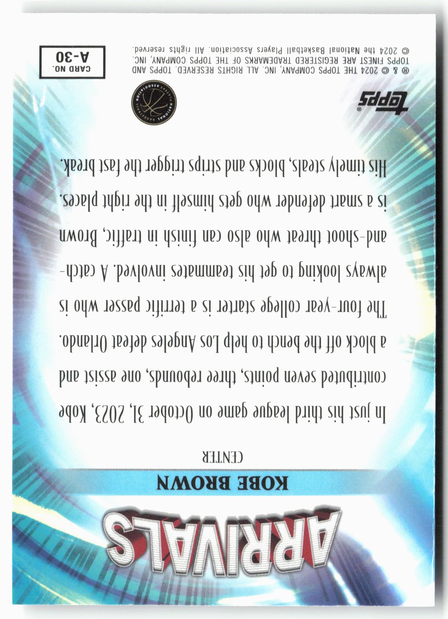 2023-24 Finest #A-30 Kobe Brown Arrivals