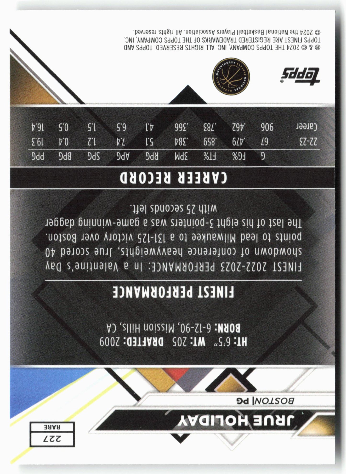 2023-24 Finest #227 Jrue Holiday Checkerboard Refractors