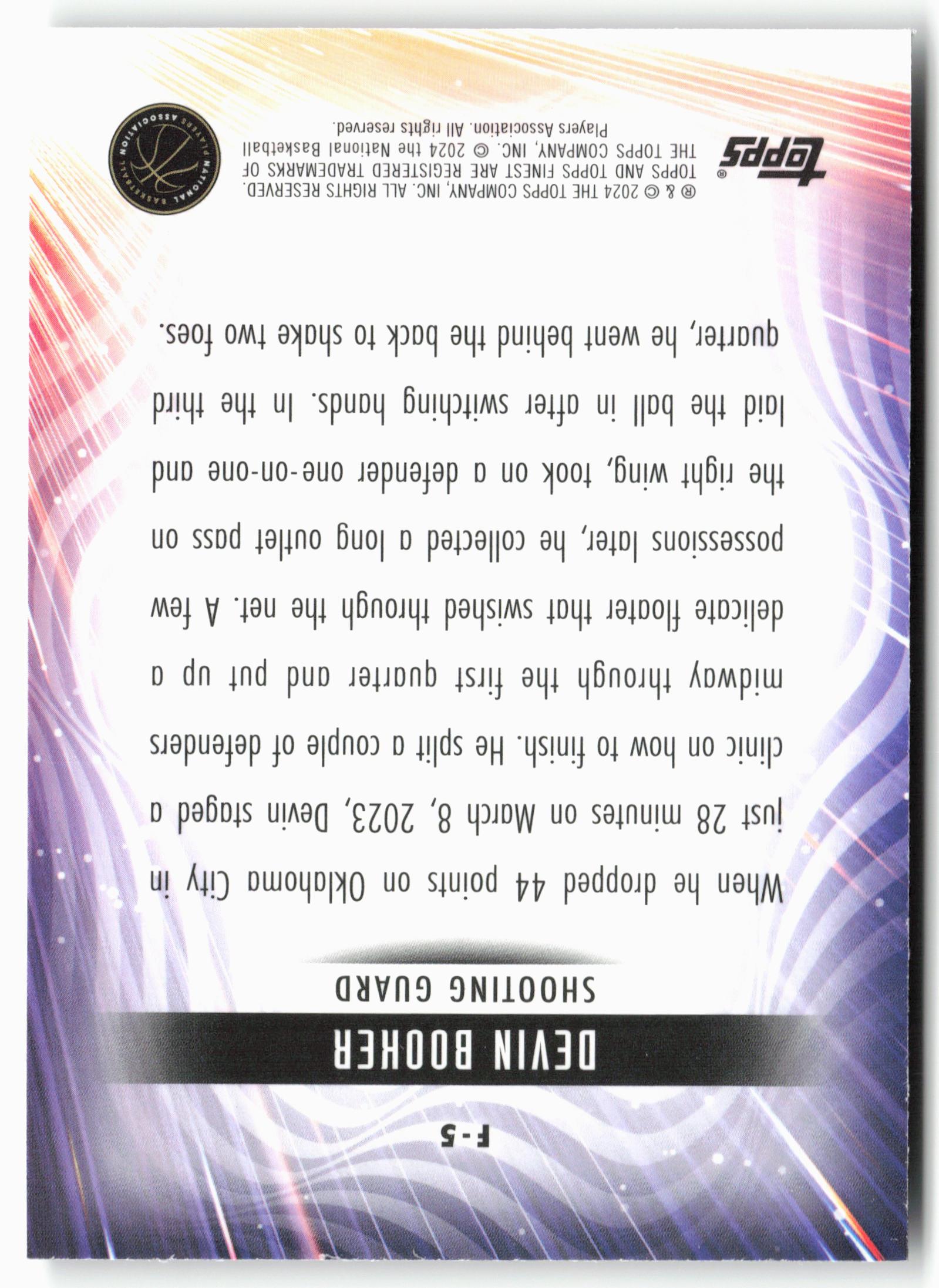 2023-24 Finest #F-5 Devin Booker Finishers