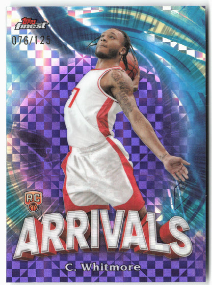 2023-24 Finest #A-21 Cam Whitmore Arrivals Purple Checkerboard /125