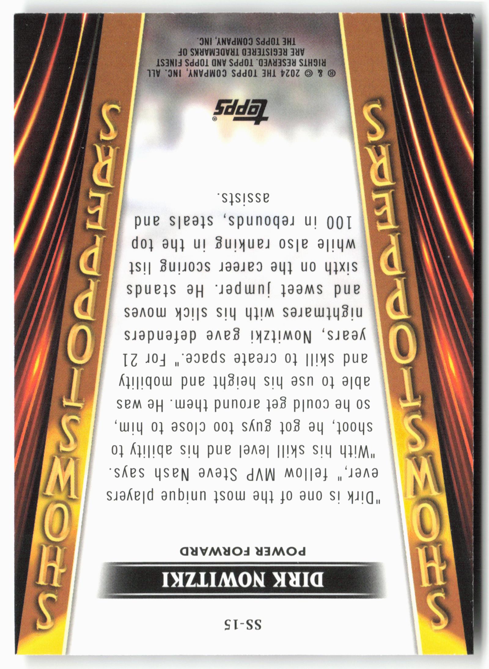 2023-24 Finest #SS-15 Dirk Nowitzki Showstoppers Checkerboard