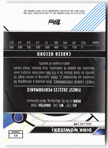 2023-24 Finest #95 Dirk Nowitzki Checkerboard Refractors