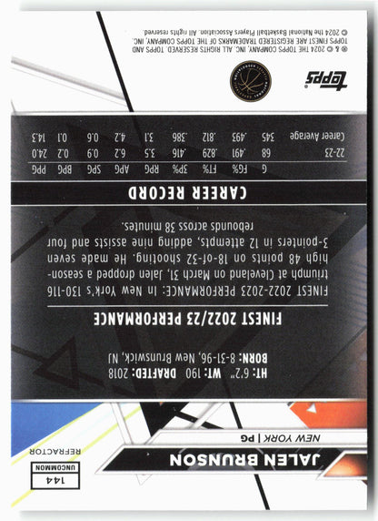 2023-24 Finest #144 Jalen Brunson Refractors