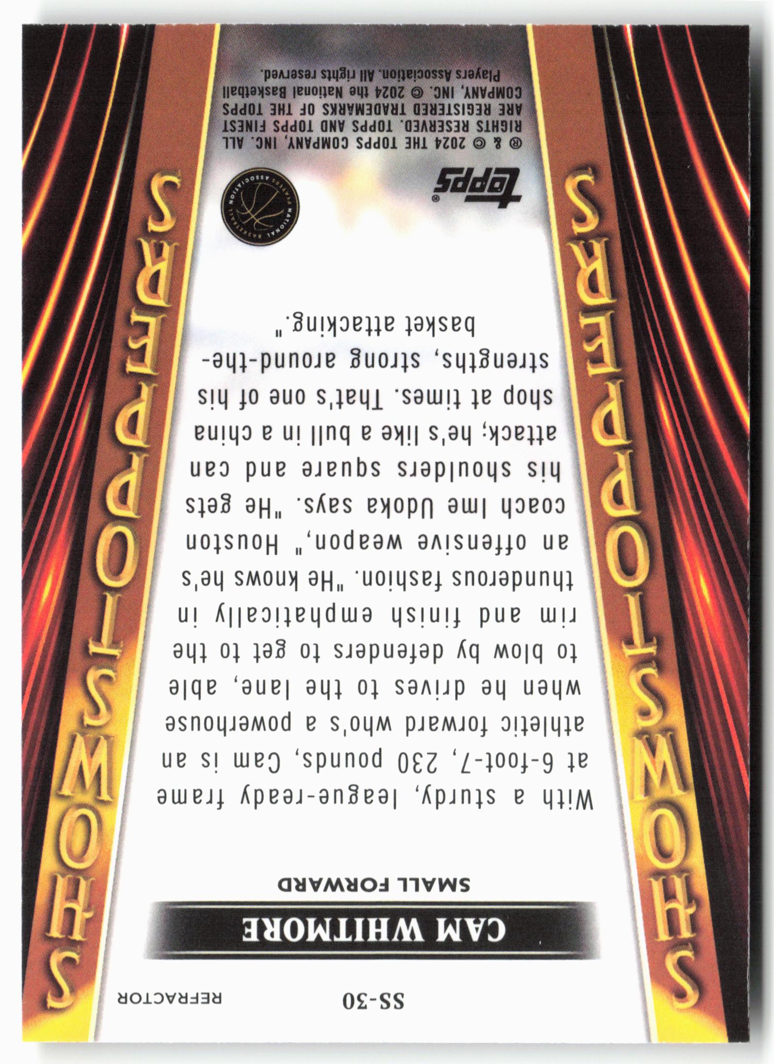 2023-24 Finest #SS-30 Cam Whitmore Showstoppers Refractor