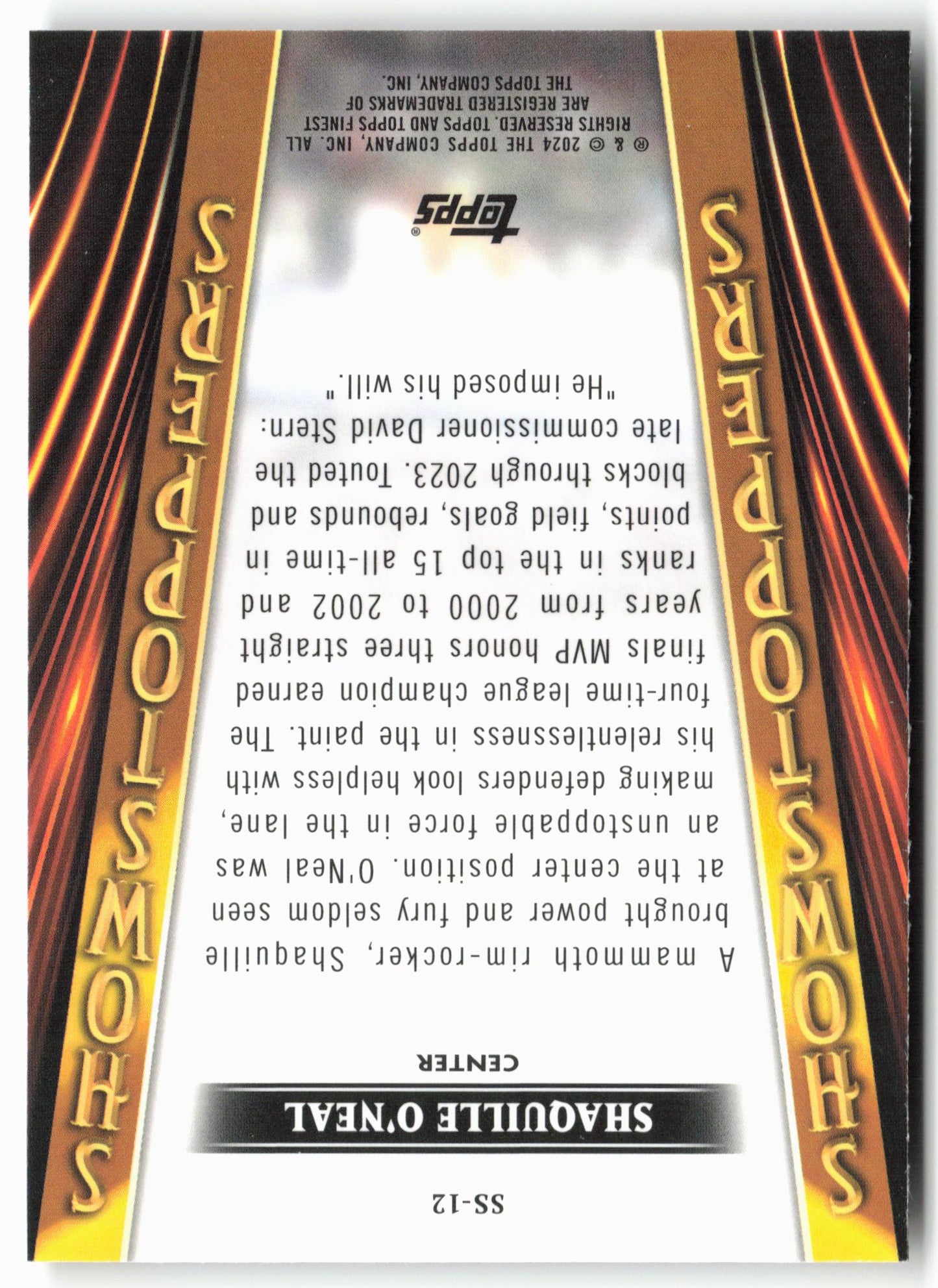 2023-24 Finest #SS-12 Shaquille O'Neal Showstoppers