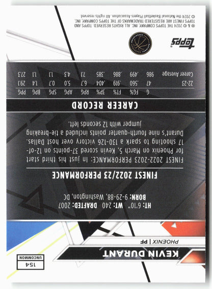 2023-24 Finest #154 Kevin Durant Checkerboard Refractors