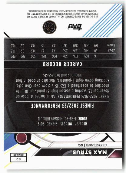 2023-24 Finest #52 Max Strus Gold Refractors #/50