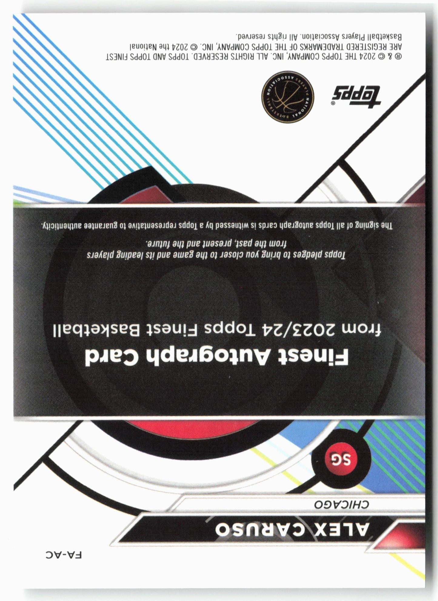 2023-24 Finest #FA-AC Alex Caruso Finest Autographs