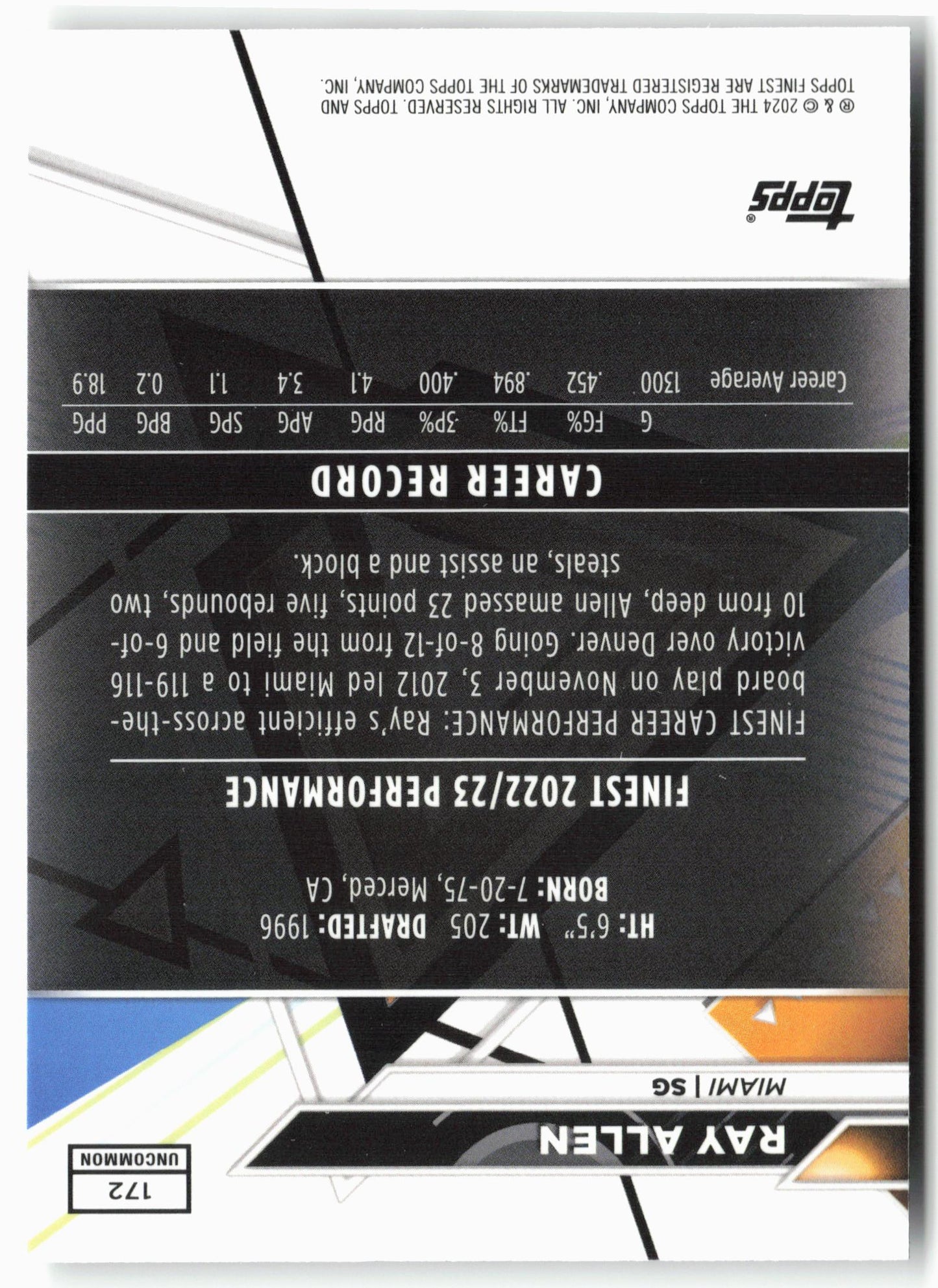 2023-24 Finest #172 Ray Allen