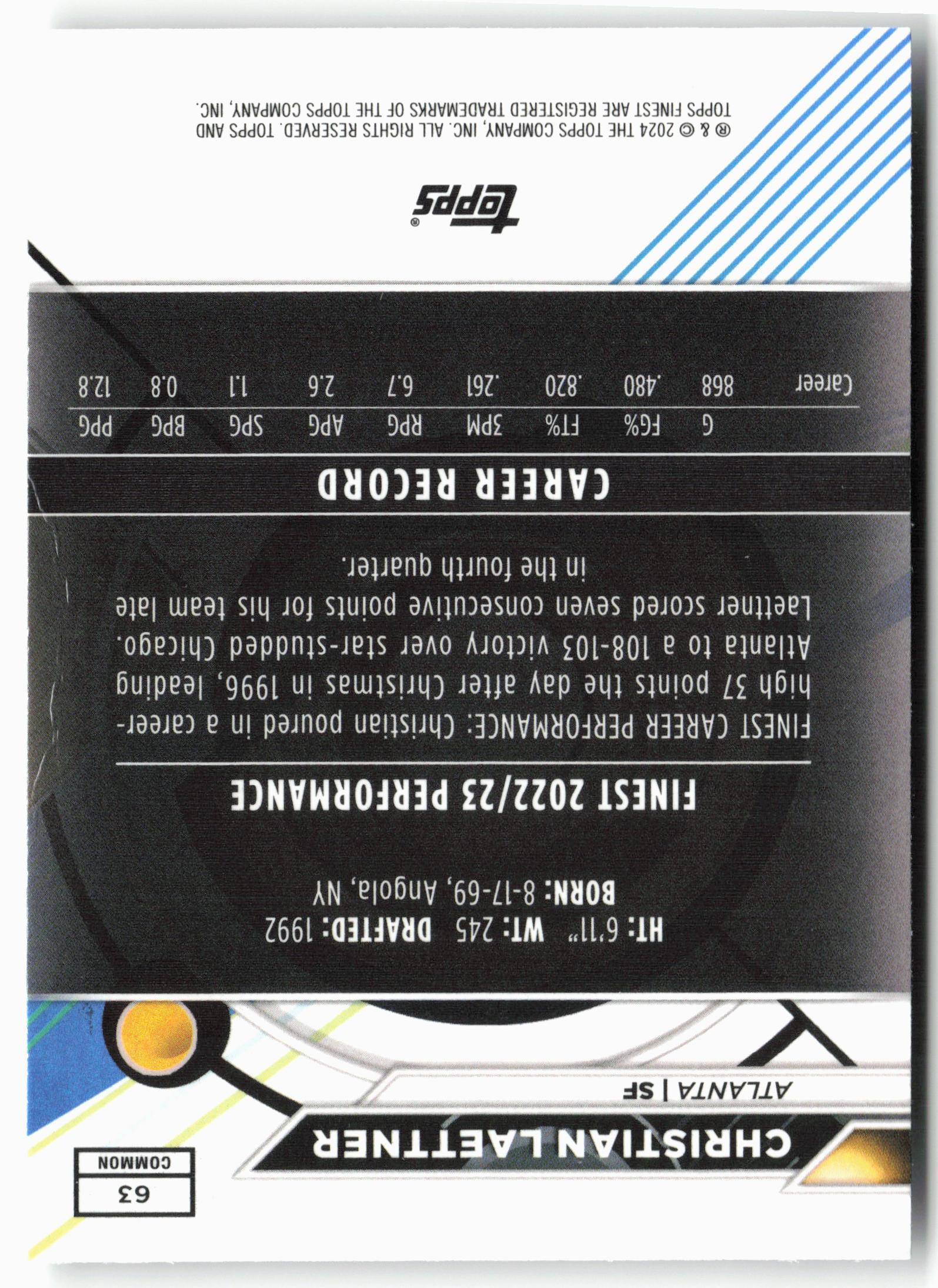 2023-24 Finest #63 Christian Laettner