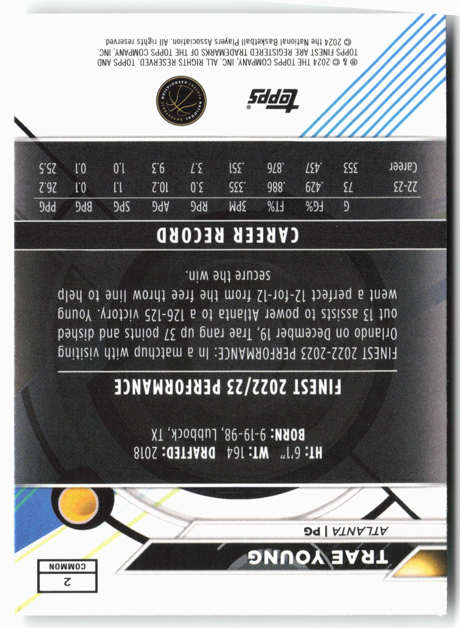 2023-24 Finest #2 Trae Young