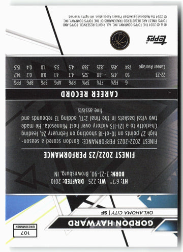 
2023-24 Finest #107 Gordon Hayward